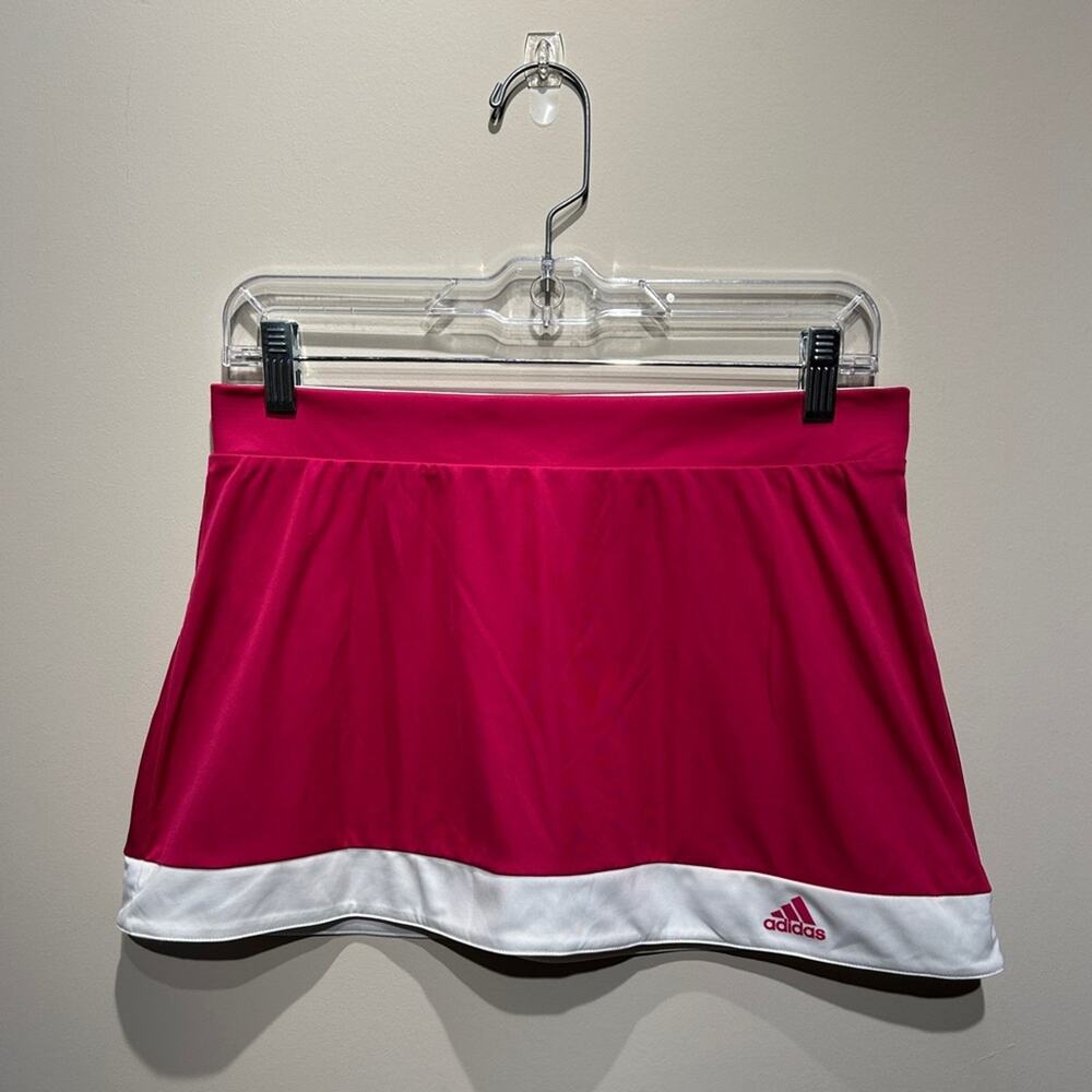 Adidas Pink/White Built-In Shorts Athletic Mini Athletic Skirt Skort Size Small